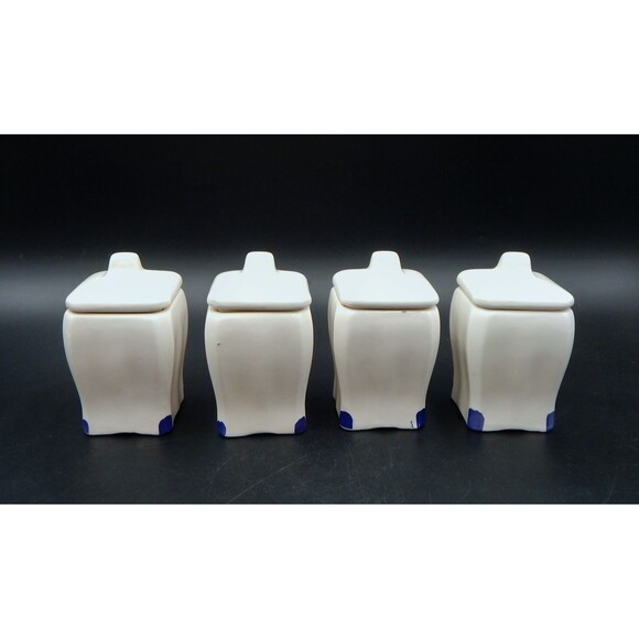 Delftware Floral Pattern Spice Jars Thyme Pepper Curry Paprika Royal Dutch S/4 - Picture 3 of 13